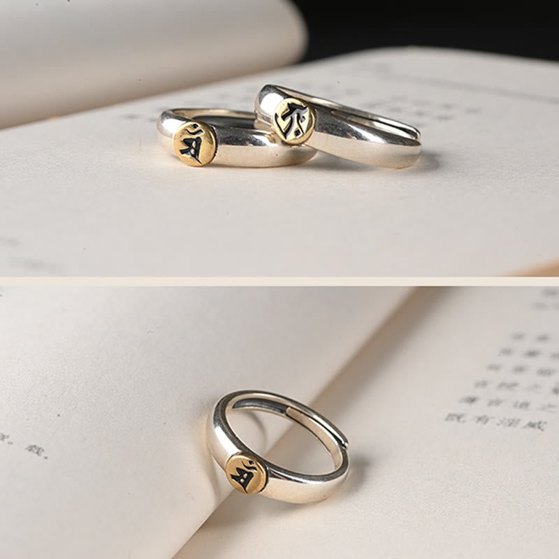 Buddha Stones Tibetan Om Mani Padme Hum Carved Chinese Zodiac Natal Buddha Peace Ring - Image 48