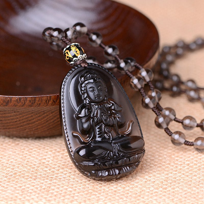 Buddha Stones Chinese Zodiac Obsidian Protection Necklace - Image 7