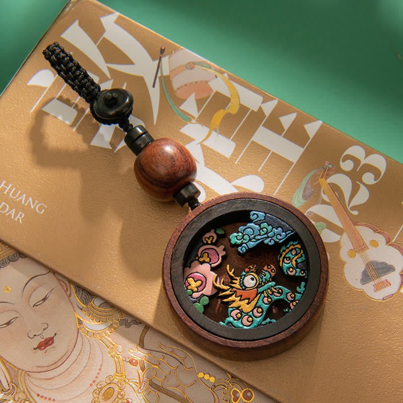 Buddha Stones Year Of The Dragon Hand Painted Chinese Zodiac Rosewood Carved Calm Key Chain (Extra 30% Off | USE CODE: FS30) - Image 3