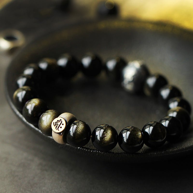 Buddha Stones Chinese Zodiac Natal Buddha Obsidian Purification Bracelet - Image 9