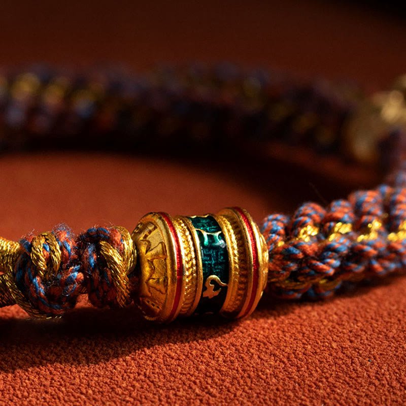 Buddha Stones 925 Sterling Silver Chinese Zodiac Natal Buddha Om Mani Padme Hum Luck Bell Braided String Bracelet - Image 7