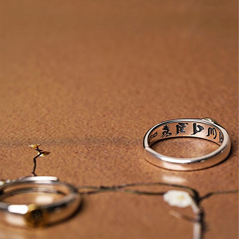 Buddha Stones Tibetan Om Mani Padme Hum Carved Chinese Zodiac Natal Buddha Peace Ring - Image 37