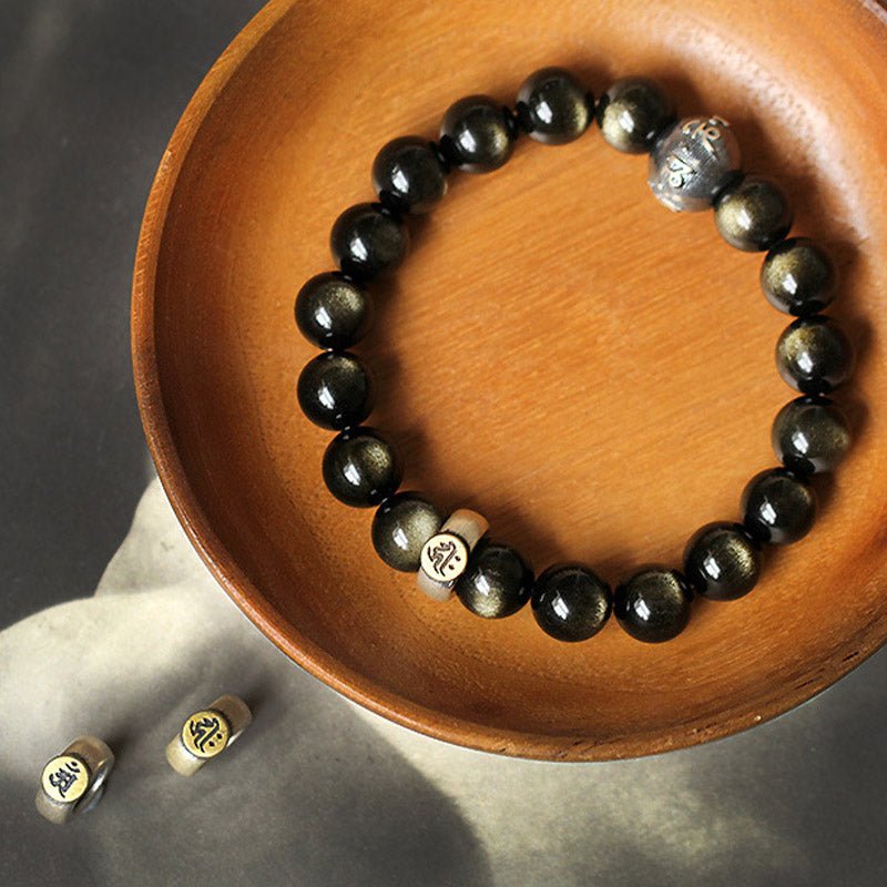Buddha Stones Chinese Zodiac Natal Buddha Obsidian Purification Bracelet - Image 11
