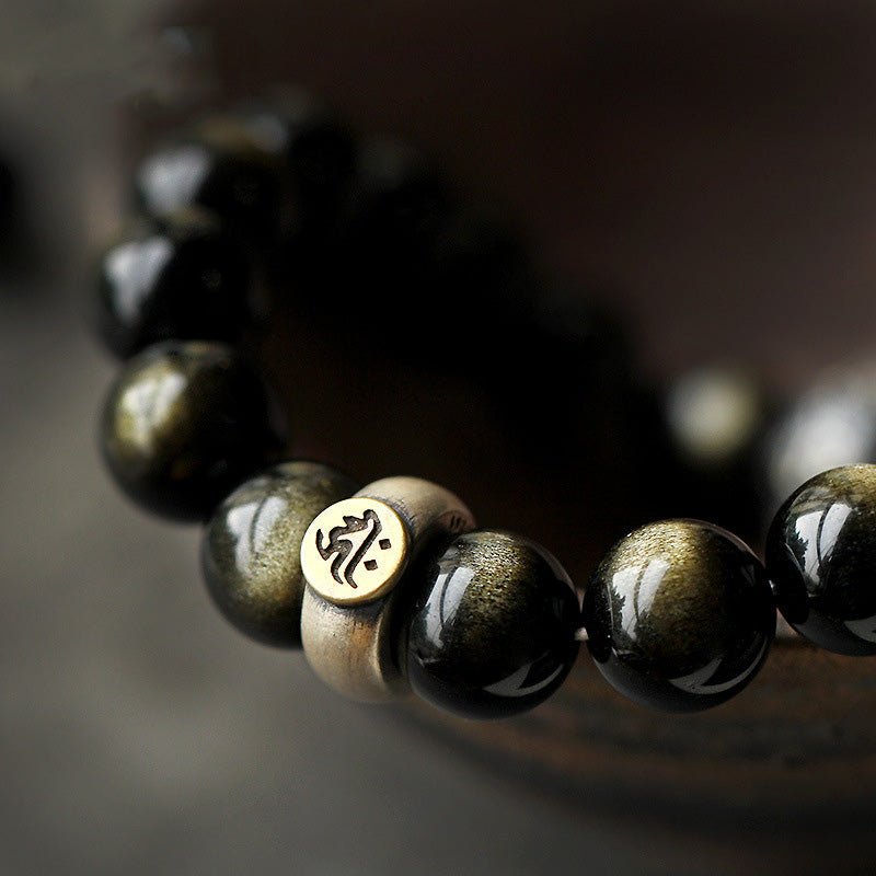 Buddha Stones Chinese Zodiac Natal Buddha Obsidian Purification Bracelet - Image 13
